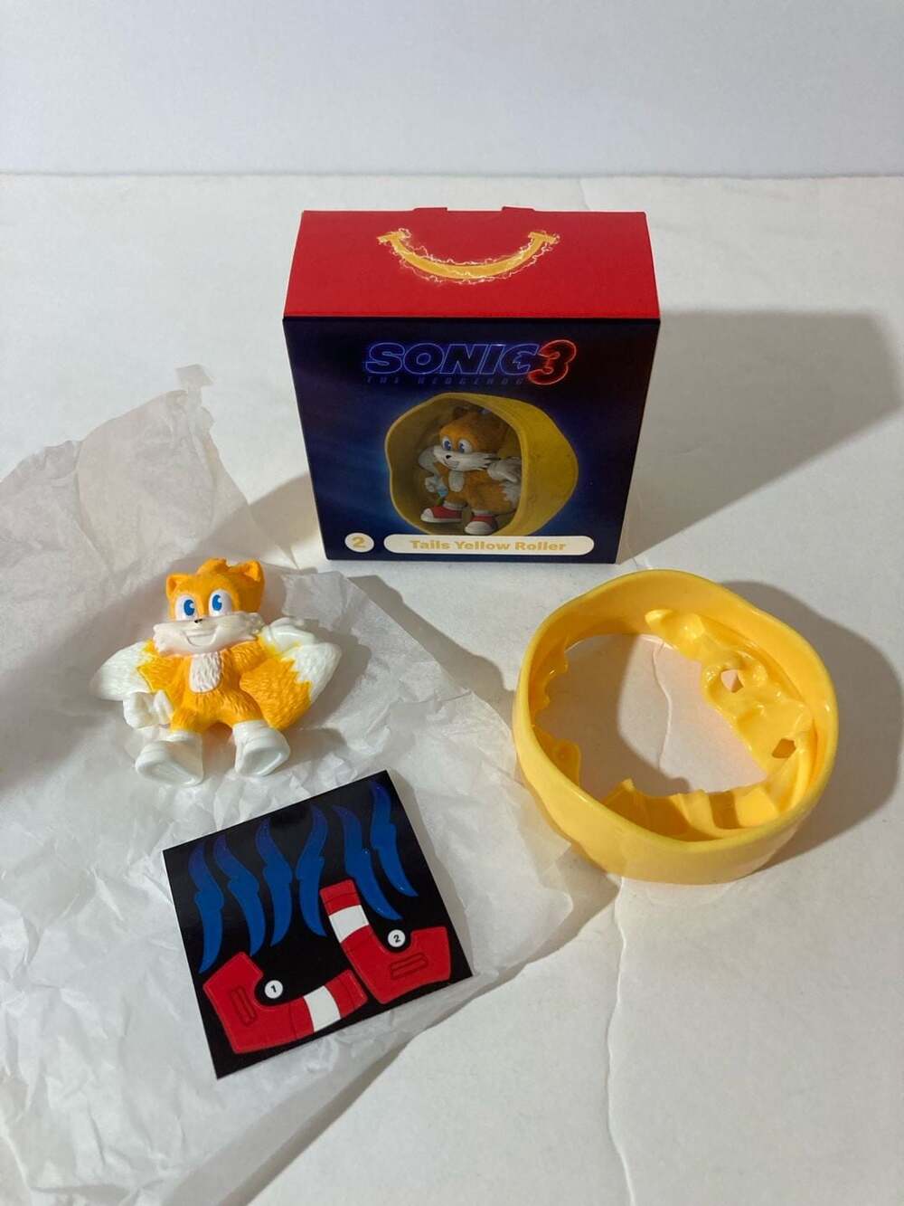 2024 McDonald's Sonic the Hedgehog 3 #2 Tails Yellow Roller Happy Meal Toy